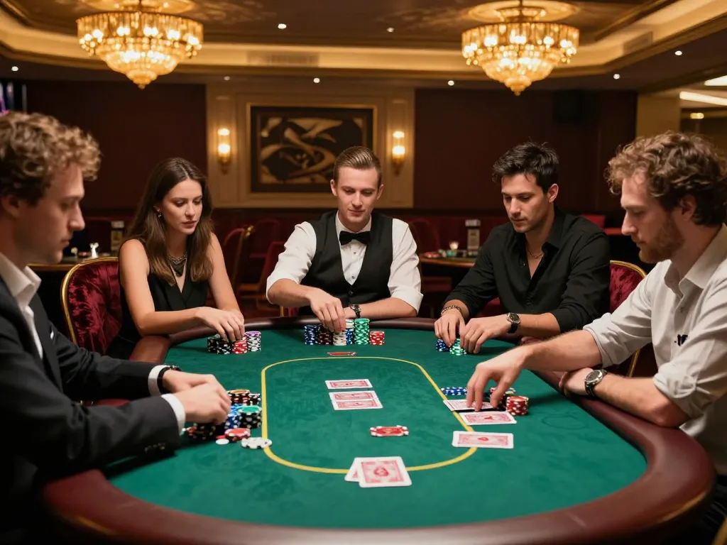 Engaging poker gameplay with giường bệnh nhân emergency strategies in action at a luxury casino.