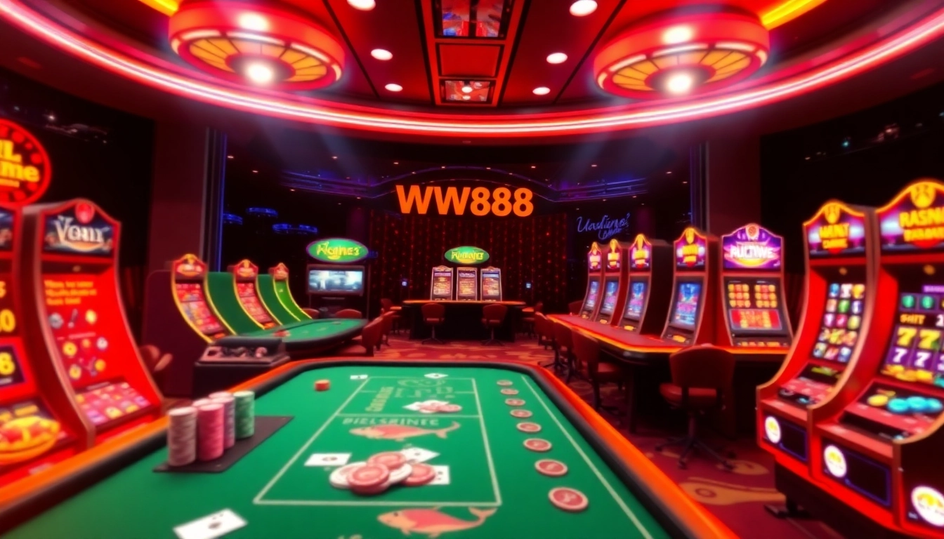 Vibrant gaming scene showcasing online betting experiences at https://ww888.io/ with casino tables and exciting slot machines.