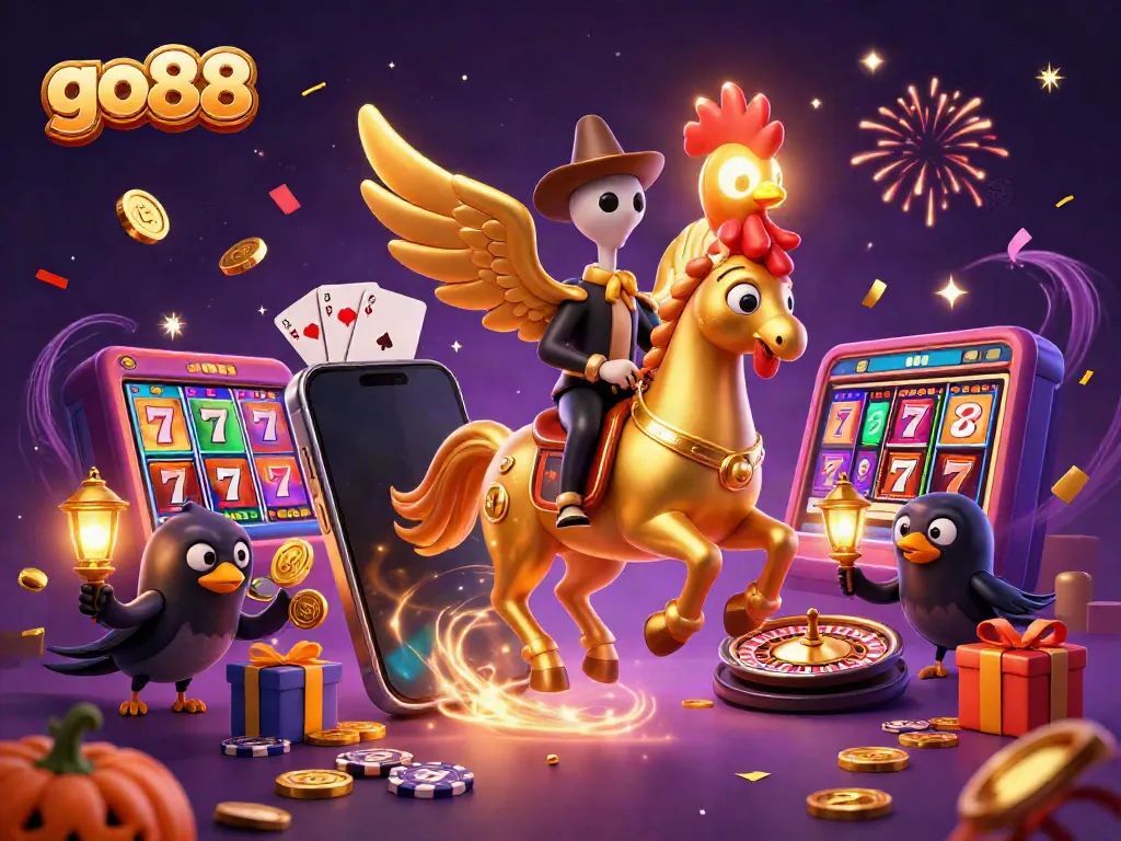 Experience thrilling wins at go 88 with a vibrant casino scene featuring golden coins and colorful slot games.
