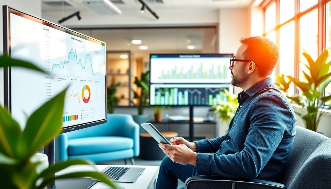 Visual representation of demand forecasting analytics with charts in a modern office.