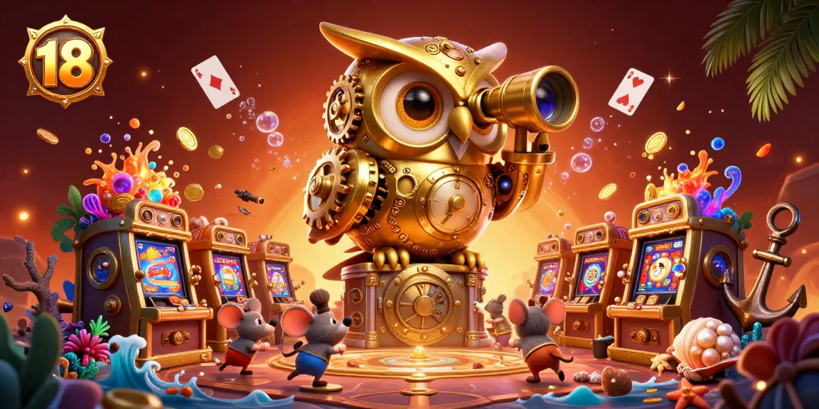 Engage in thrilling gameplay at keonhacai 18 with a stunning 3D casino scene featuring vibrant gold coins and playful elements.