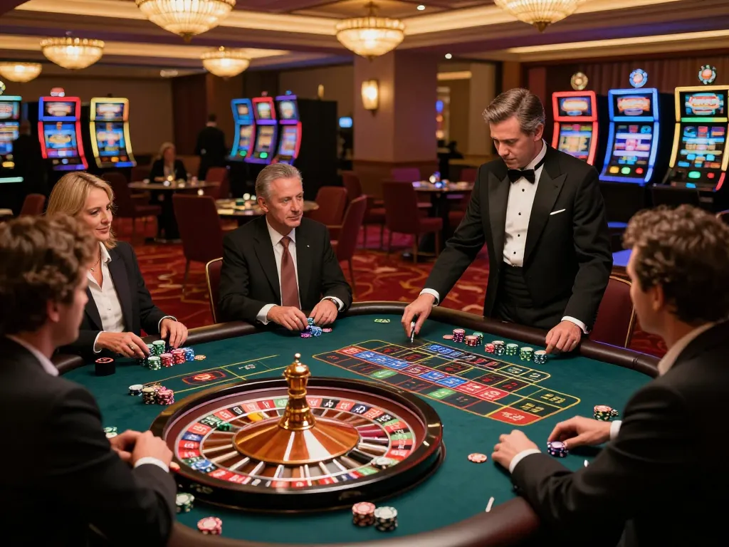 Experience the thrill of cloud-africa at a roulette table with glowing lights and eager players