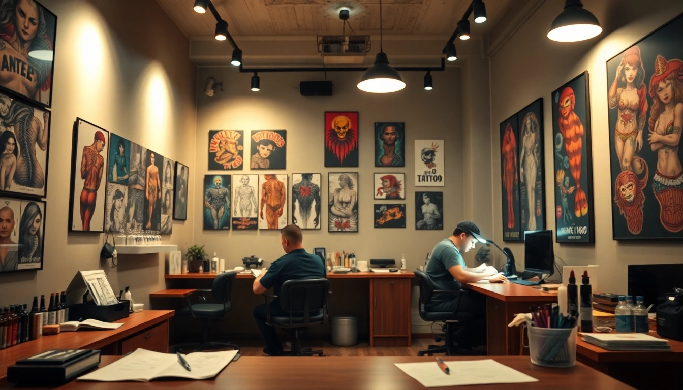 Vibrant tattoo parlor scene reflecting artistry and professionalism at https://89bet.tattoo/.