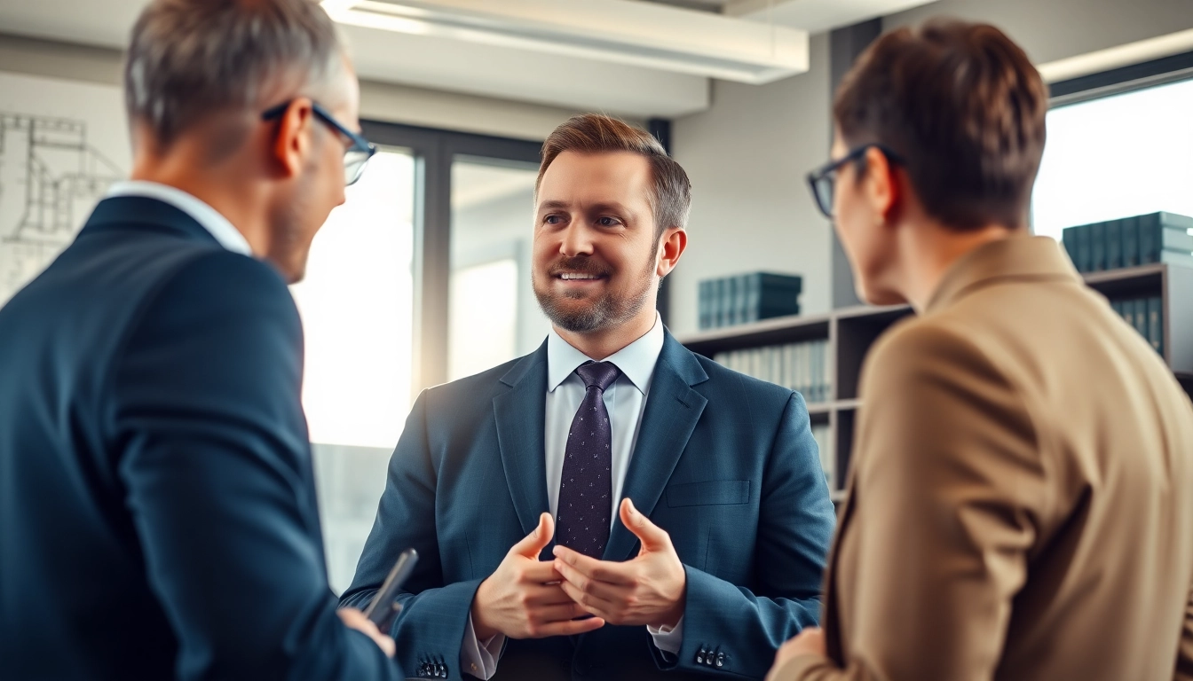 Boca Raton Construction Litigation Lawyer consulting clients in a professional office setting.
