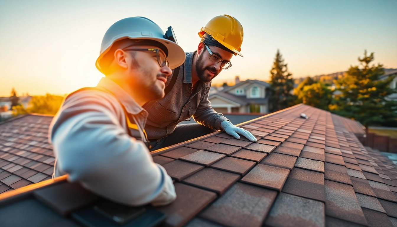 Roofing contractor assessing high-quality materials on a rooftop, ensuring top-notch craftsmanship.