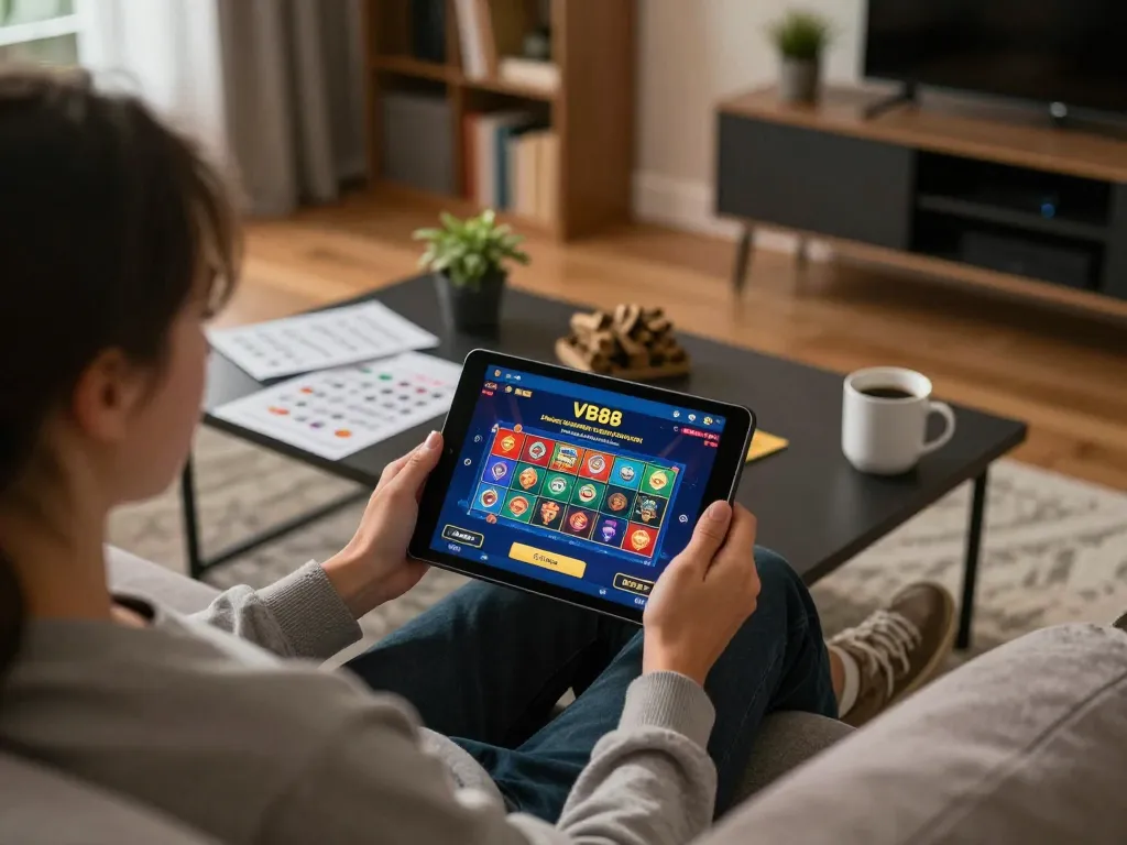 TẢI VB88 on your tablet for strategic online gaming in a cozy home setup