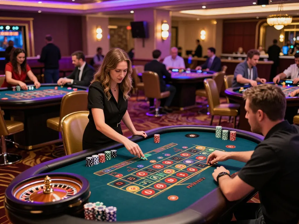 Players enjoy active roulette sessions at fly88, showcasing vibrant casino ambiance and betting excitement.