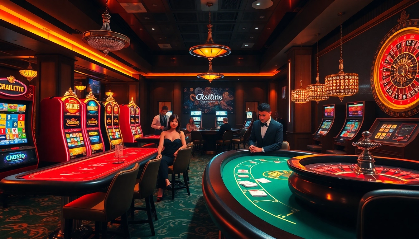 Players experiencing thrilling games at https://bem88.com, showcasing casino excitement and luxury.