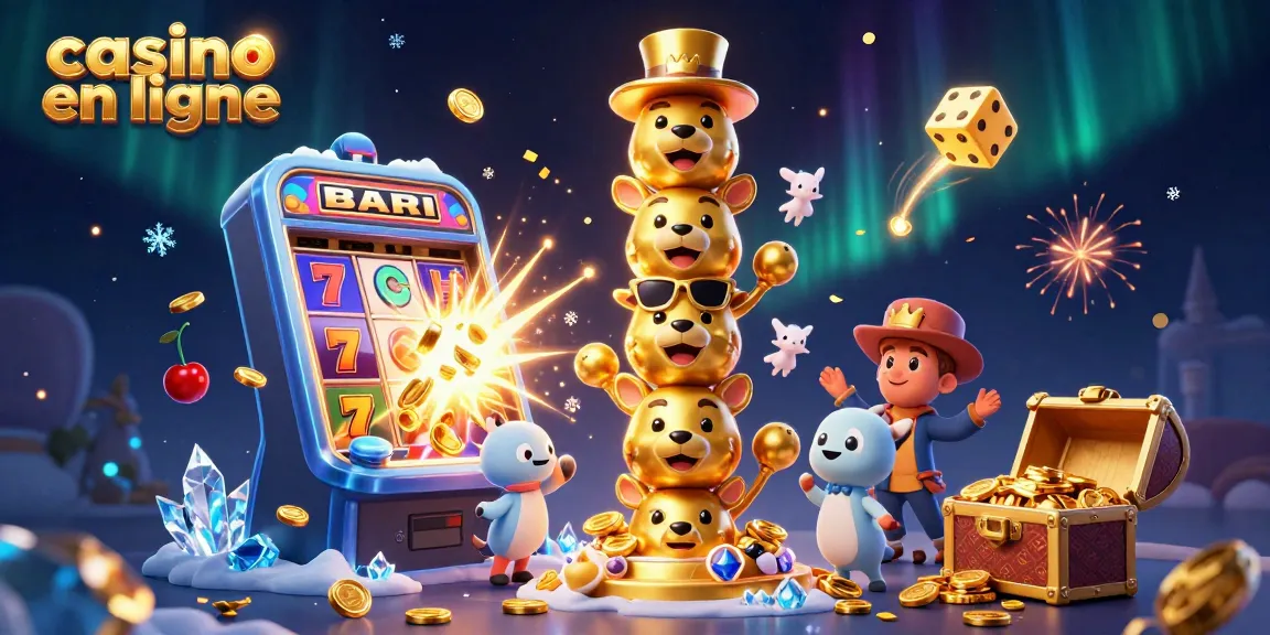 Profitez du meilleur casino en ligne avec un totem caricatural entouré de jeux de machine à sous.