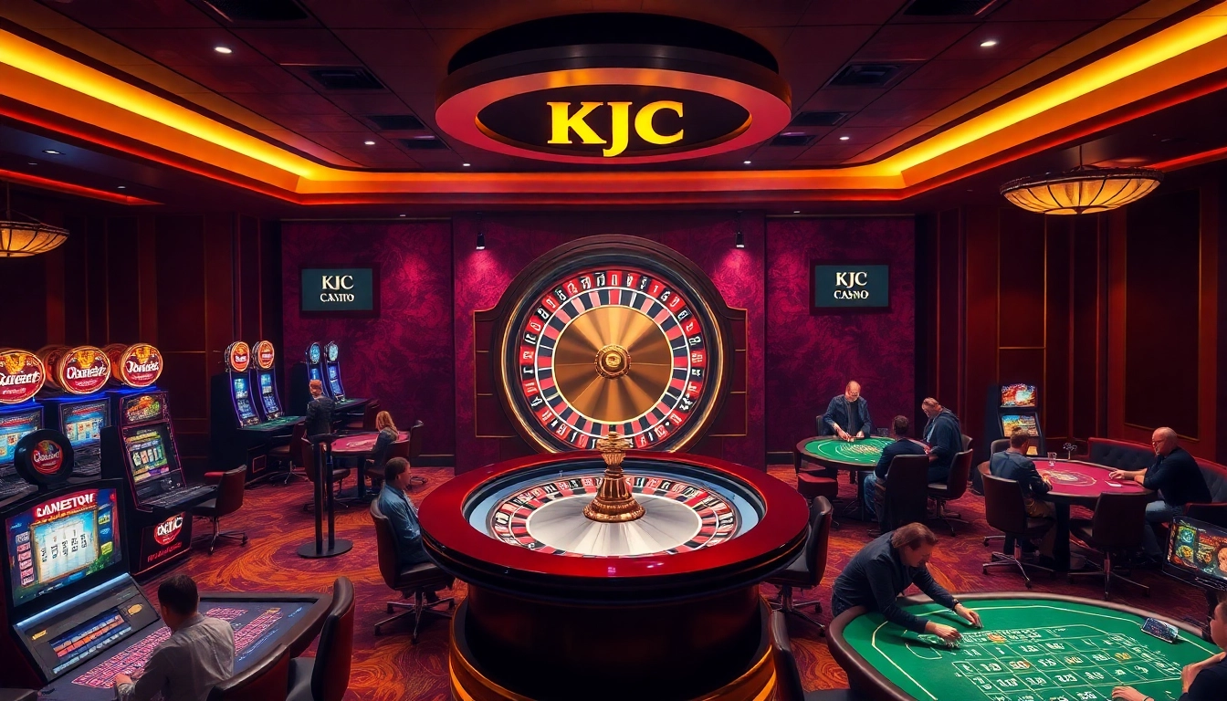 Exciting gaming atmosphere at KJC casino showcasing players enjoying roulette and slots