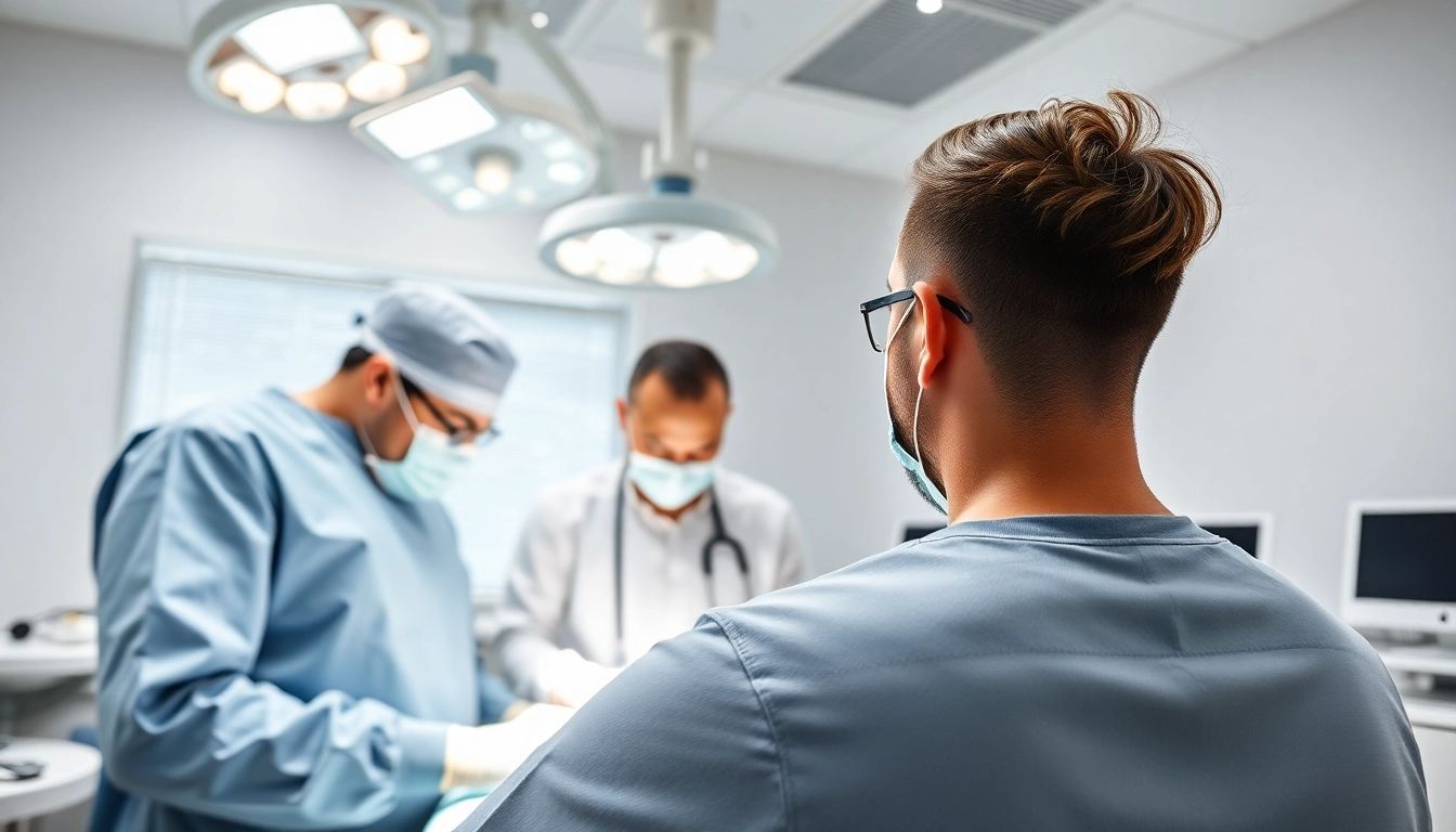 Capture a moment from a hair transplant london procedure, highlighting the expertise of skilled surgeons.