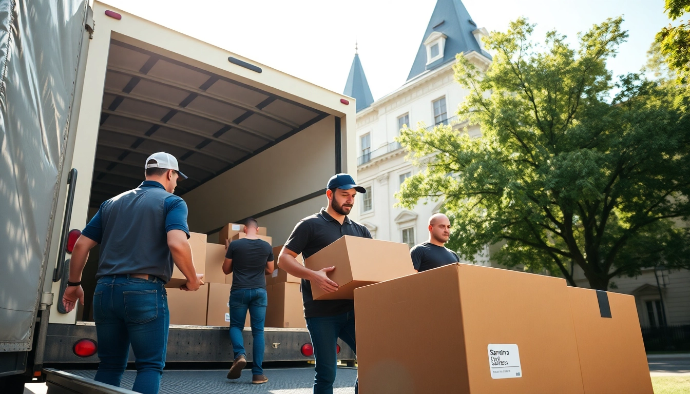 Long Distance Movers Savannah carefully loading a moving truck in historic Savannah.