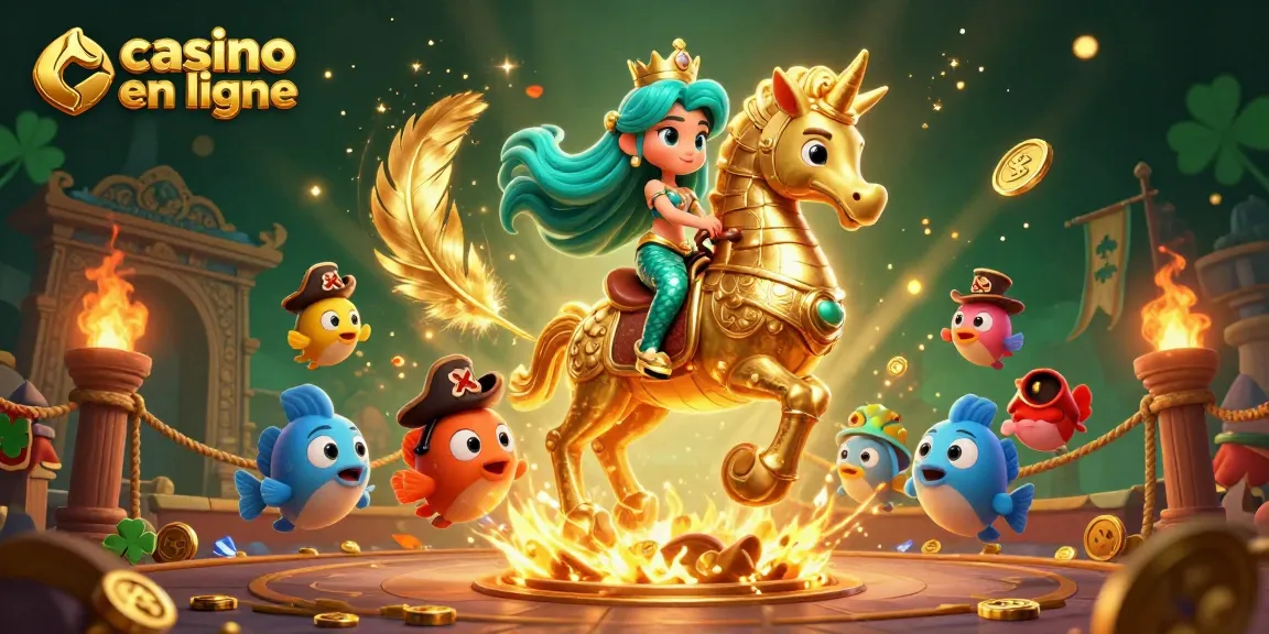 Plongez dans l'univers passionnant du casino en ligne avec cette illustration 3D dynamique évoquant l'aventure.