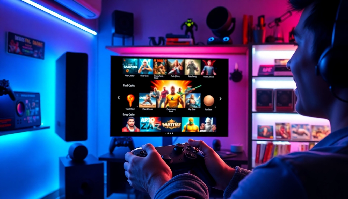 Experience seamless gaming with 雷电模拟器下载 on a vivid gaming setup with playful elements.
