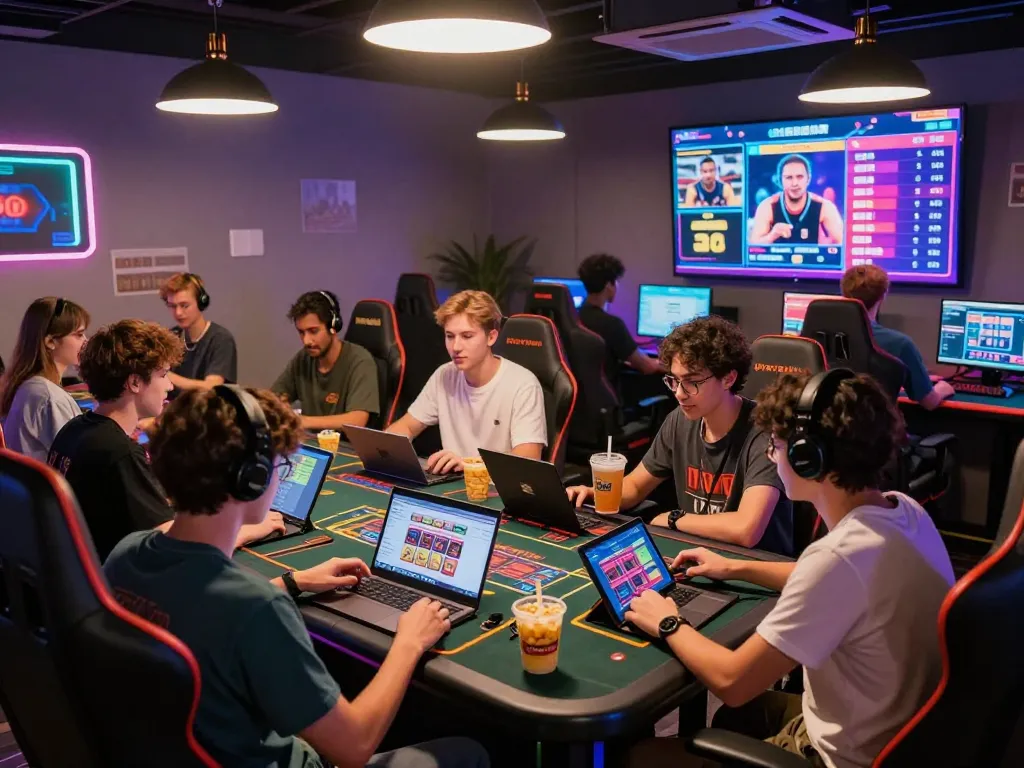 Exciting gaming atmosphere at EE88, showcasing friends enjoying online casino games together.
