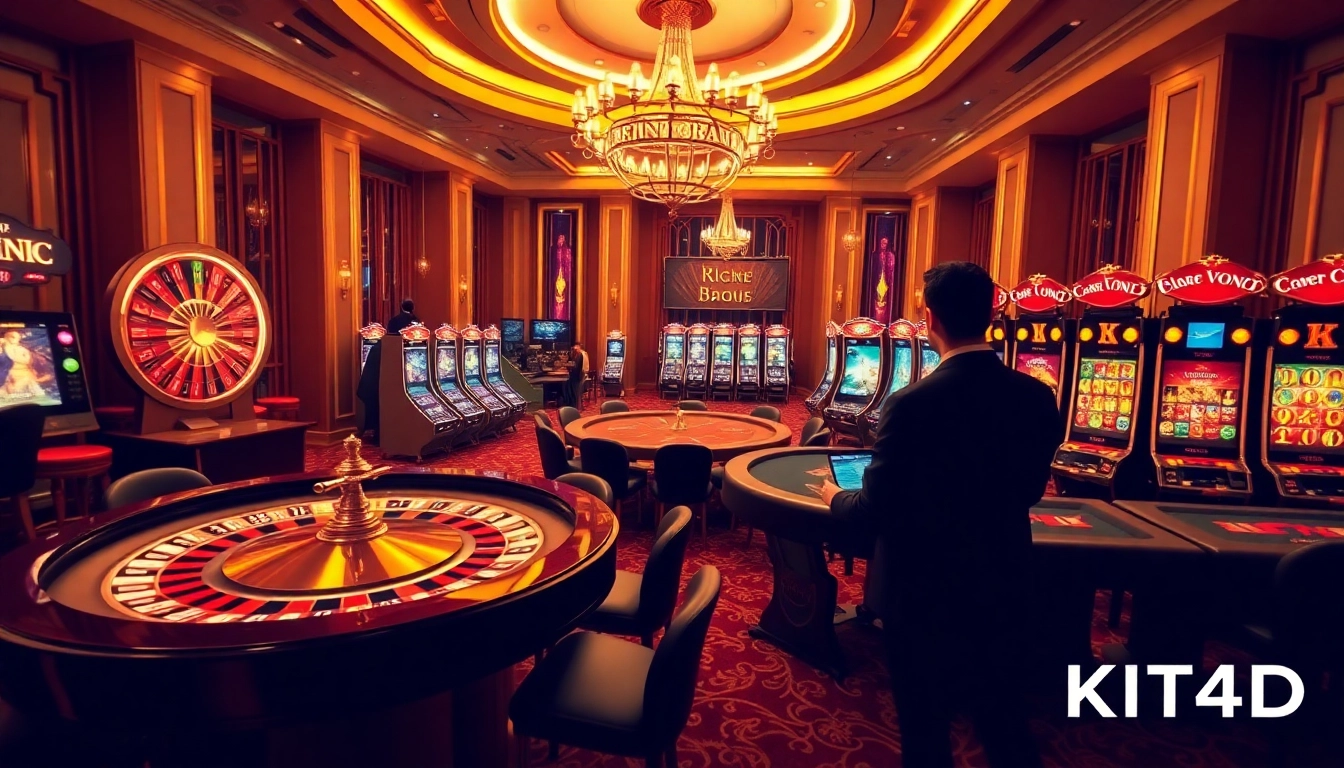 Rasakan kemewahan permainan VVIP di KIT4D dengan meja kasino yang menarik dan mesin slot.