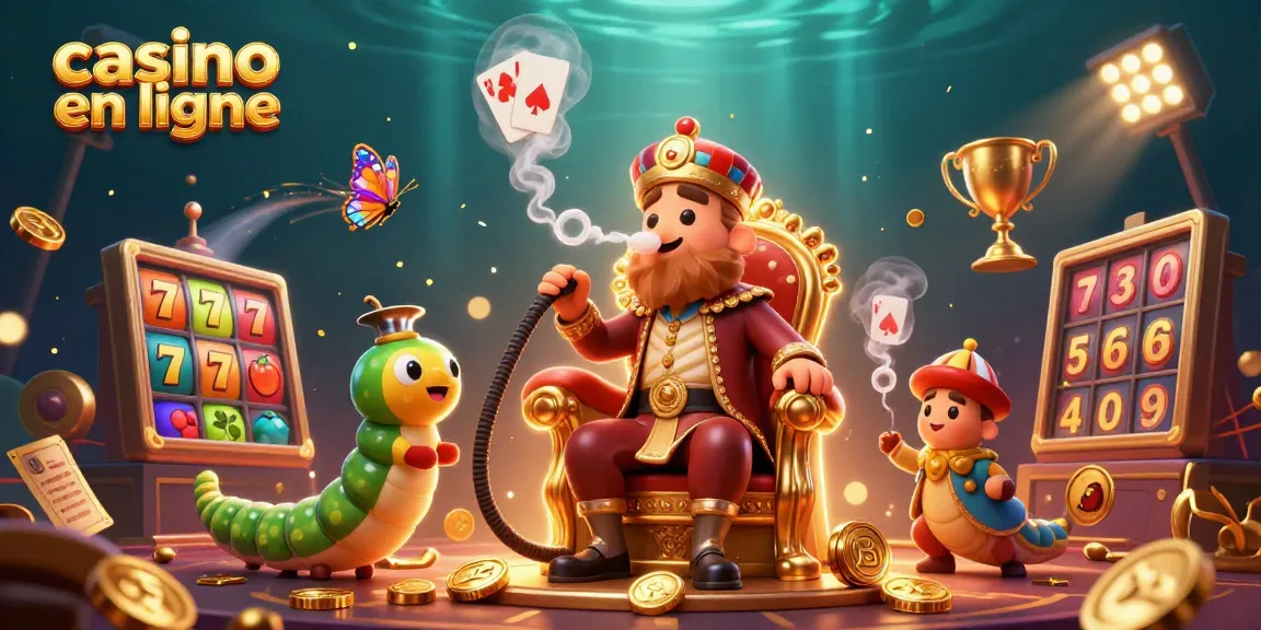 Jouez au casino en ligne avec des machines à sous dynamiques, jackpot et croupier dans l'illustration animée.