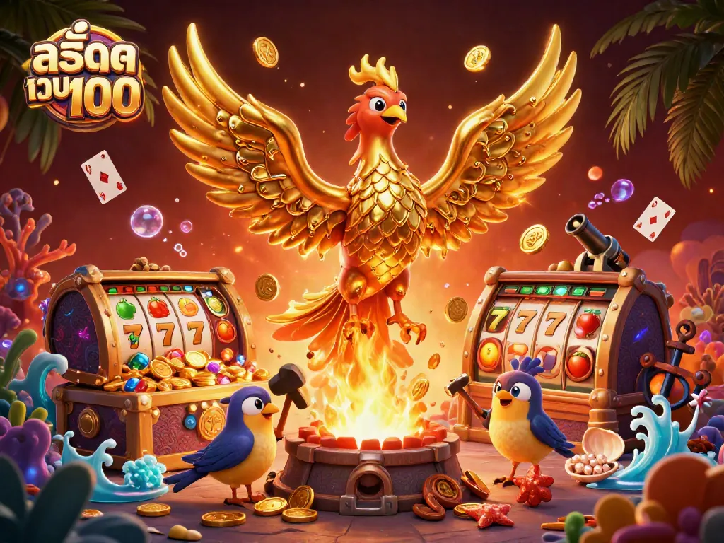 เล่นเกม สล็อตเว็บตรง100 ด้วยกราฟฟิค 3D สุดยอด โดดเด่นด้วยฟีนิกซ์ทองคำและเหรียญทอง