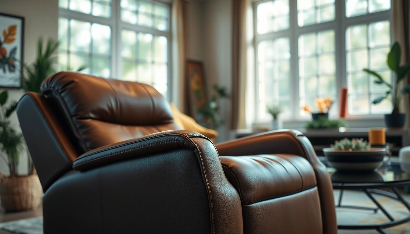 Stylish leather lift recliner enhancing comfort in a serene living room setting.