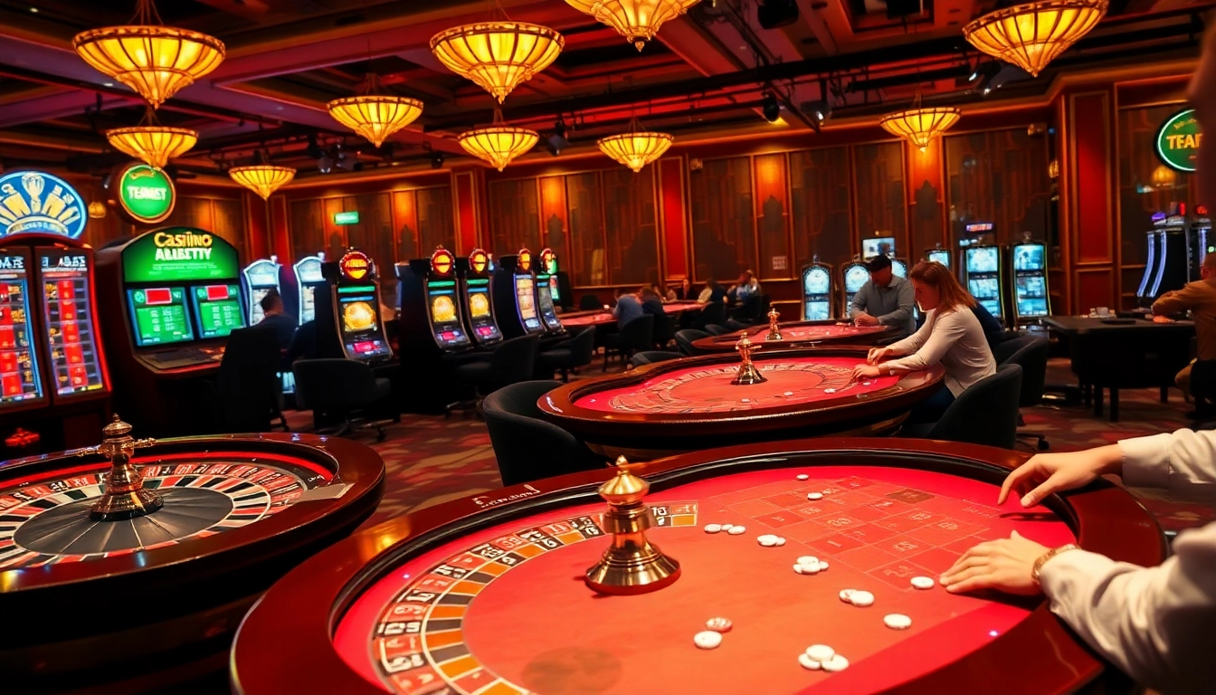 A vibrant casino scene showcasing thrilling games and betting excitement at tha-bet.pro.