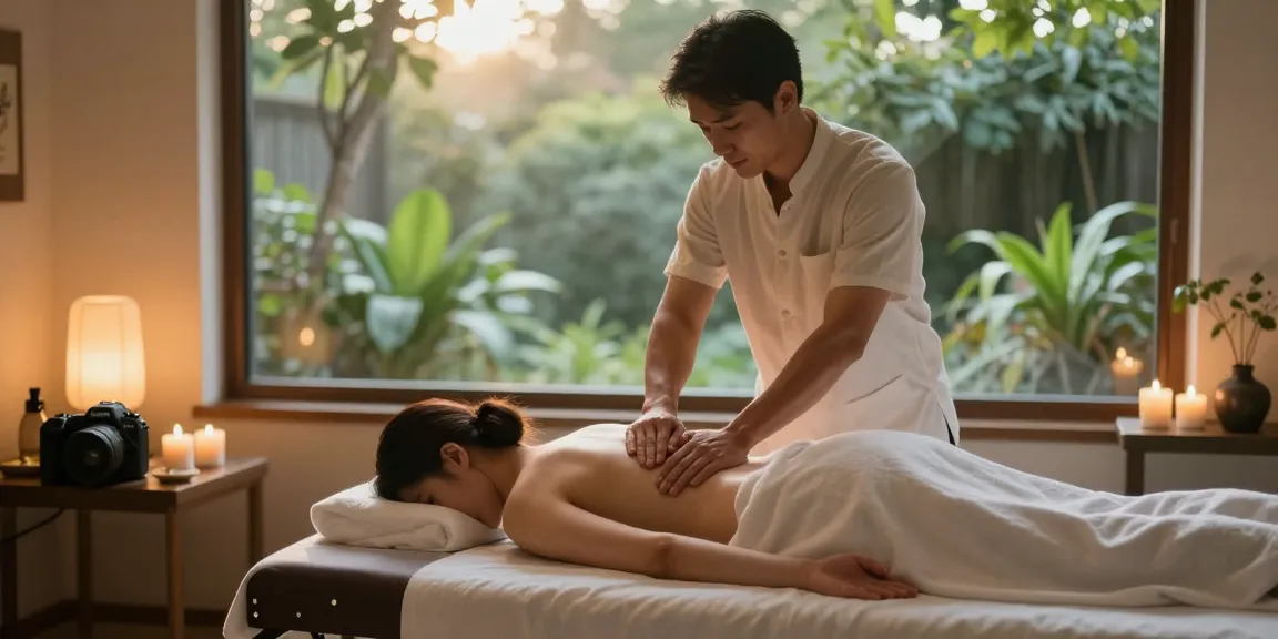 마사지 치료실에서 편안한 스웨디시 마사지 중인 모습