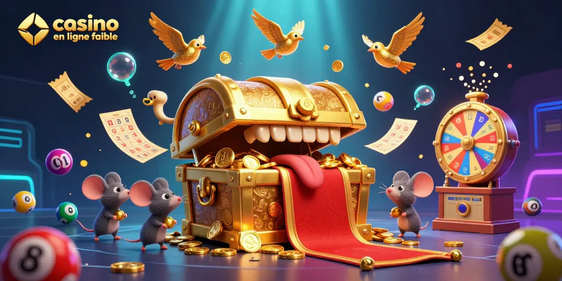 Jouer à des jeux de loterie avec casino en ligne fiable et un coffre au trésor animé.