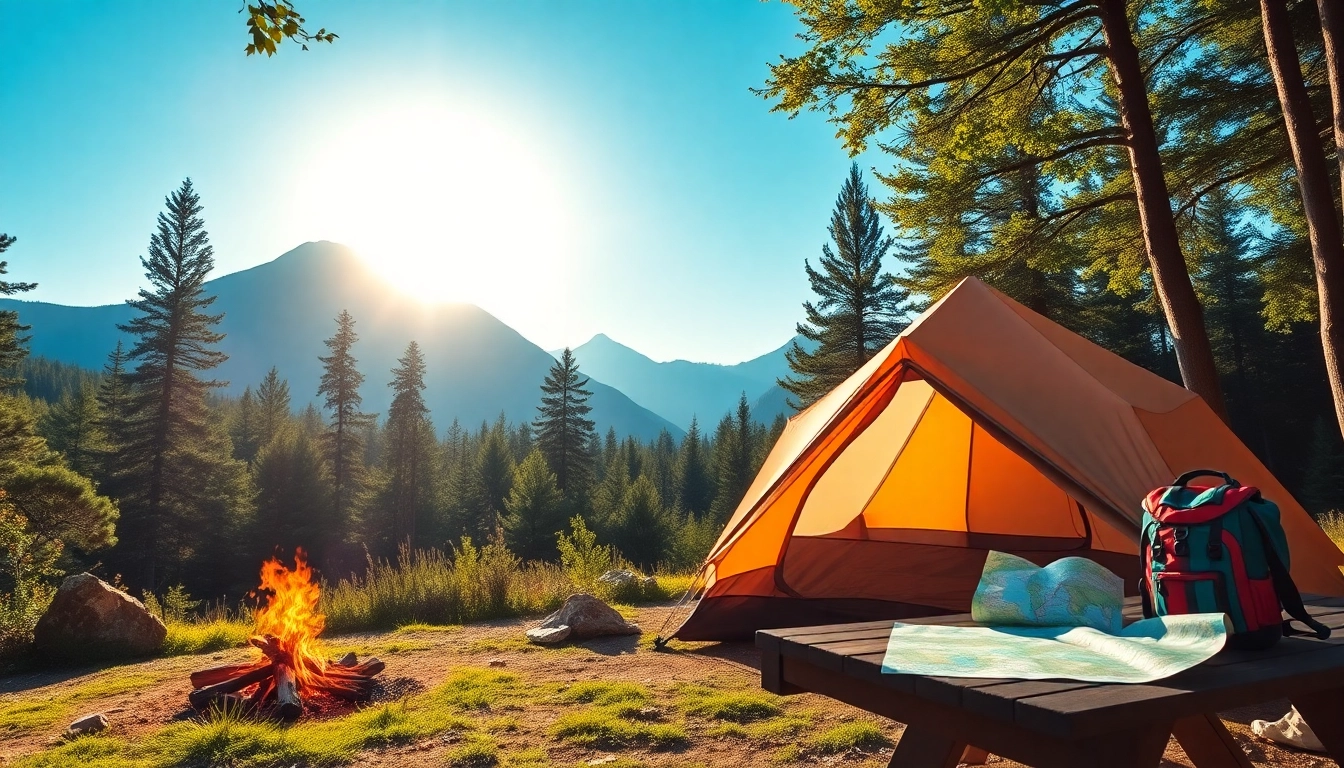 Campfire and cozy tent setup showing the spirit of exploration at https://fernweh-abenteuer.de.