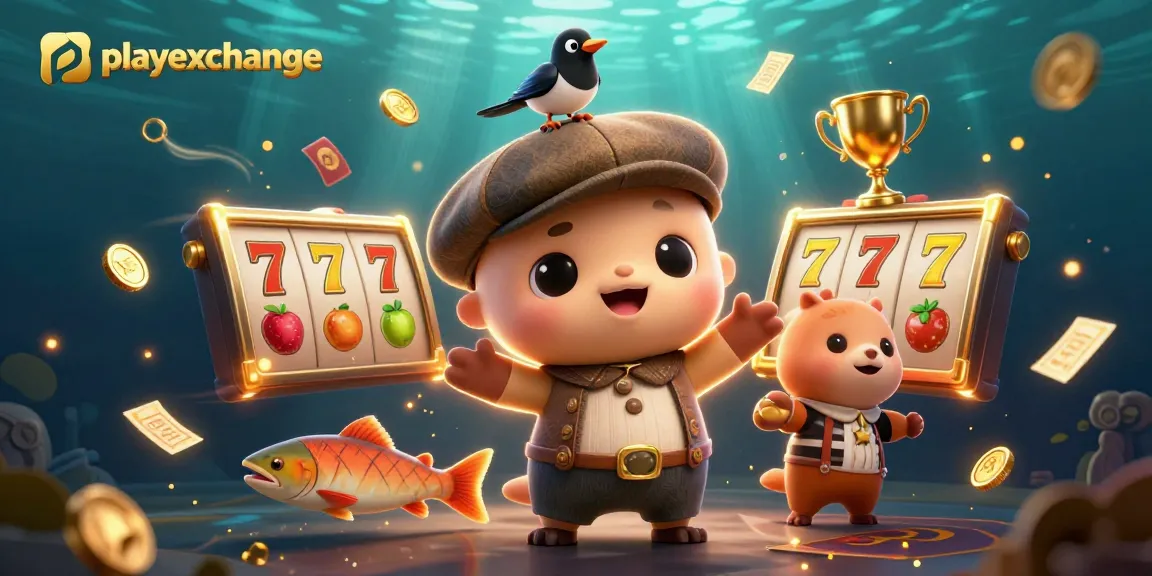 Engage in thrilling fun with playexchange's vibrant, playful casino scene featuring cartoon characters.