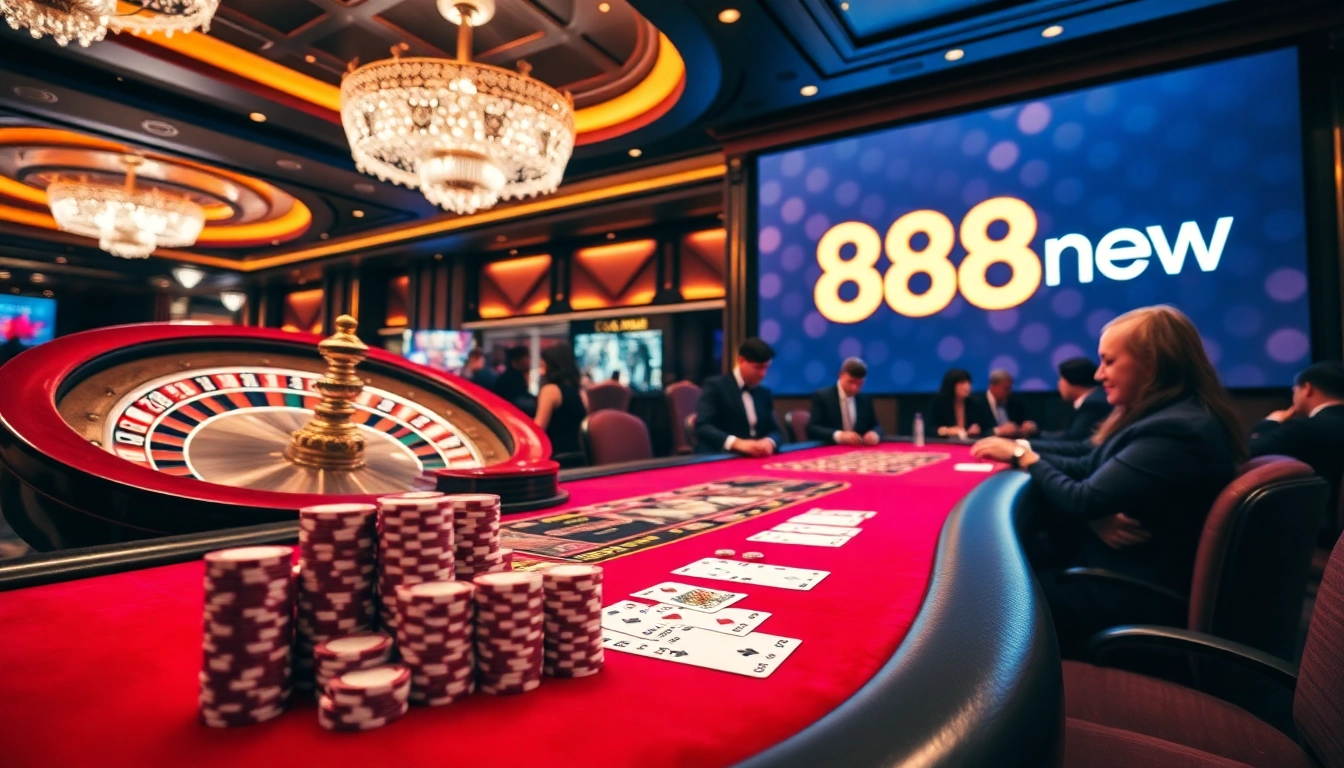 High-stakes poker scene featuring the captivating excitement of 888new casino games.