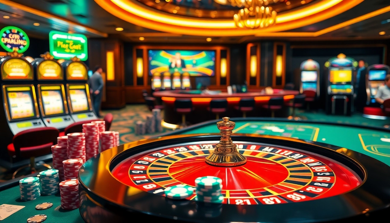 Experience the thrill of gambling at rr88.com with vibrant casino visuals of roulette tables and cards.