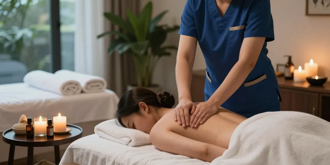둔산동 마사지에서 전문 치료사가 편안한 마사지 제공하는 모습