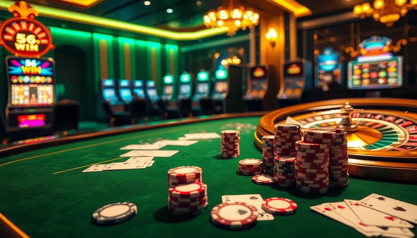 Experience the thrill of 56 WIN at a luxurious casino with high-stakes poker games.