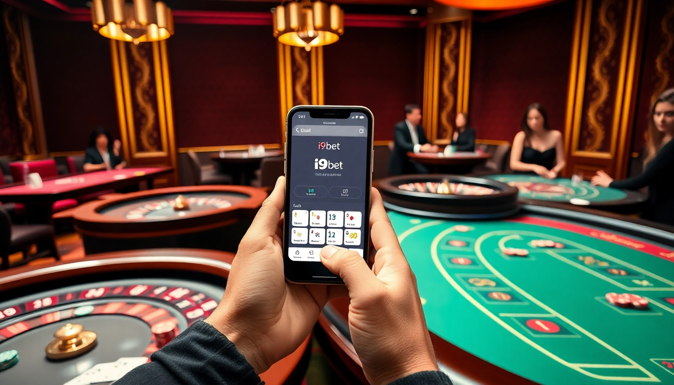 Players engaging in high-stakes play at i9bet casino, showcasing excitement and professional atmosphere.