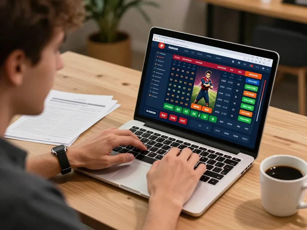 Person analyzing betting odds on g28 online sports betting interface, focused and engaged.