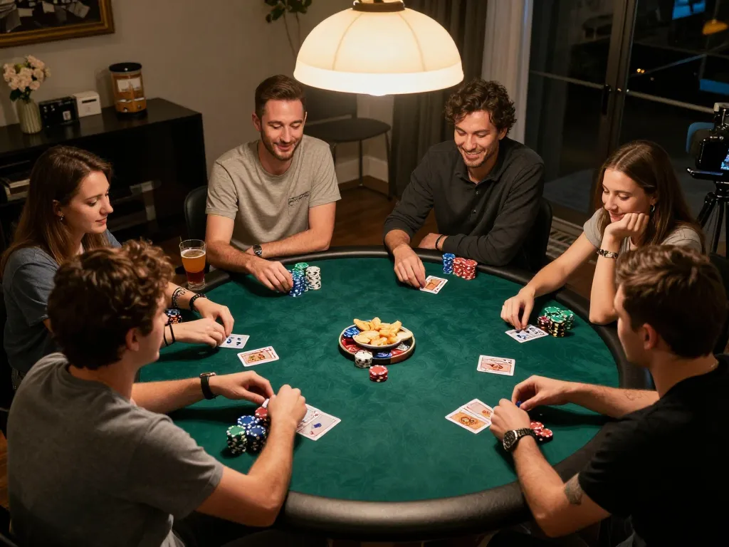 Friends enjoying a poker night with strategies at home showcased with 88clbgo gaming atmosphere