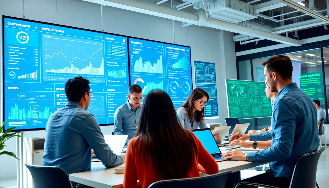 Showcasing https://benchbot.ai platform's AI testing interface in an innovative tech environment.