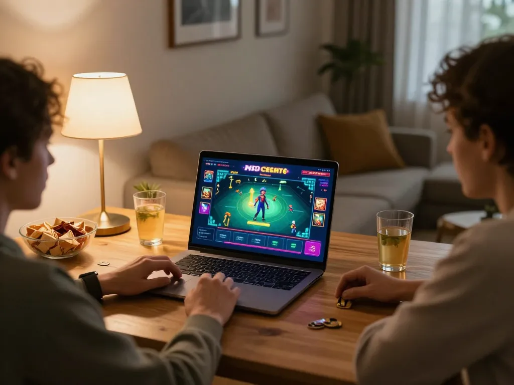 Player using MDG188 login to access online casino game with cozy setup around