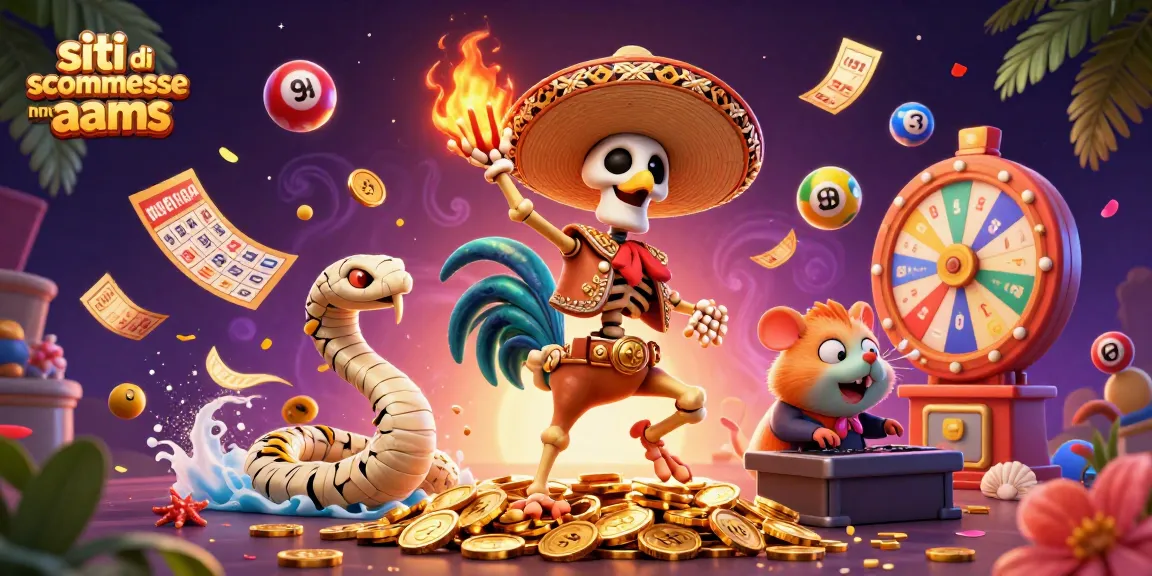 I siti di scommesse non aams danzano tra le monete d'oro in un'illustrazione vivace e colorata.