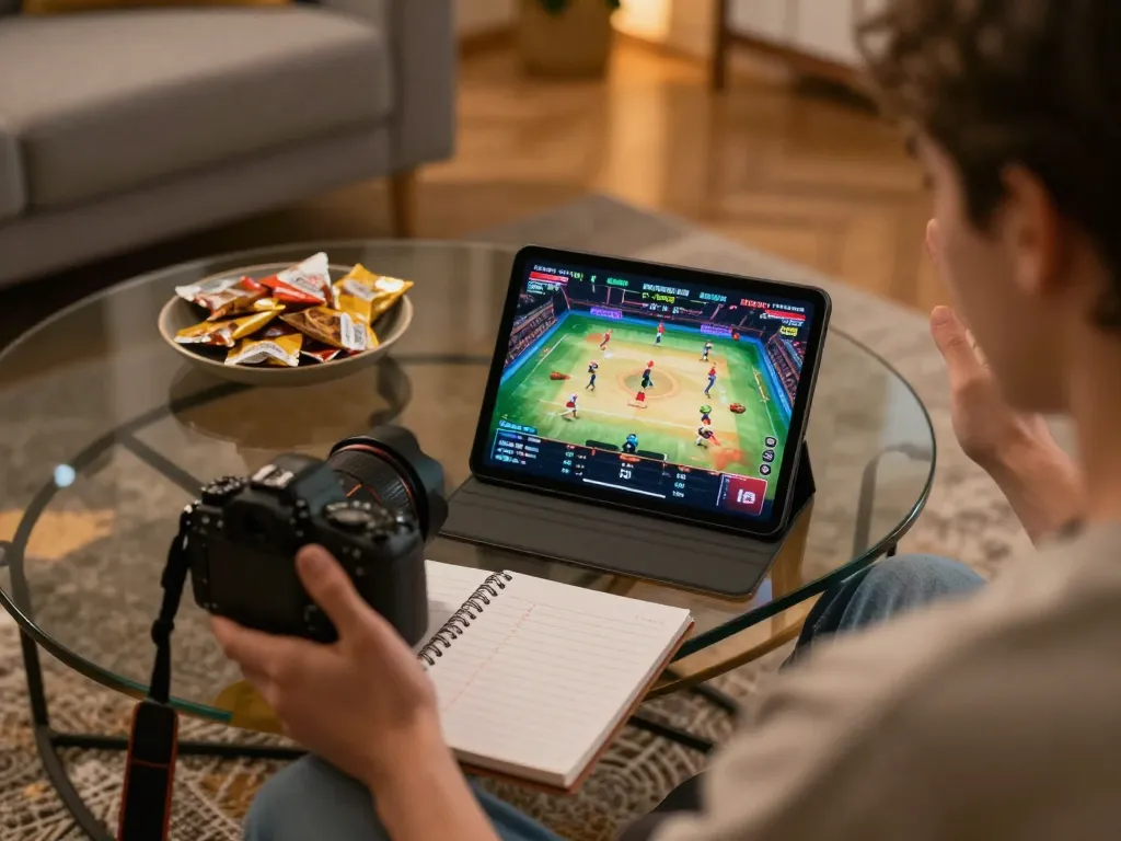 Daga live betting experience with a person excitedly watching a live chicken fight on a tablet at home.