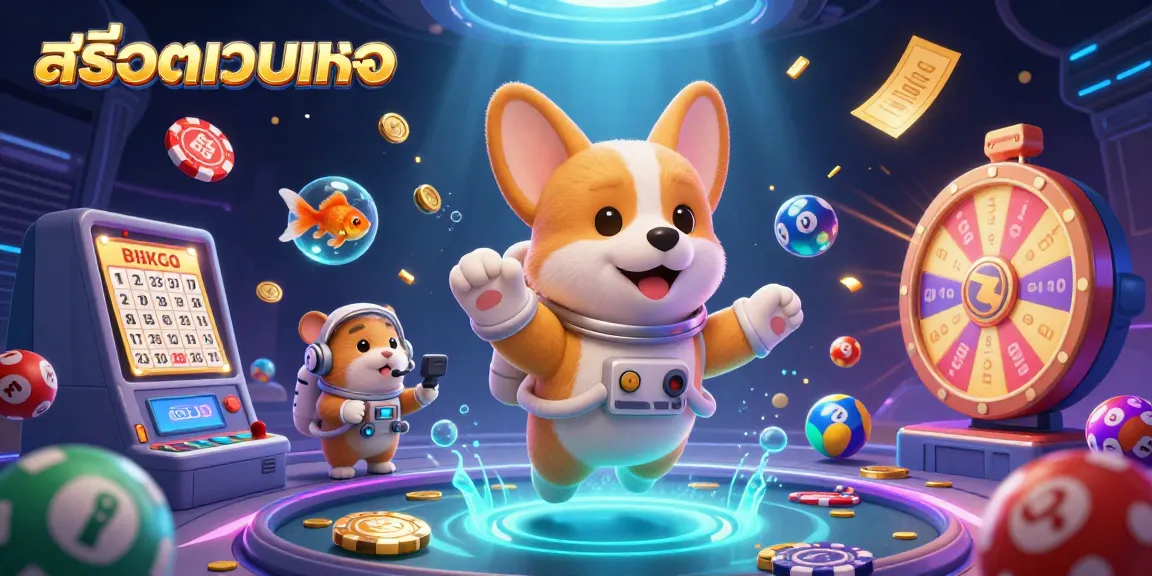 Play exciting games at สล็อตเว็บตรง with an astronaut corgi and vibrant casino elements!
