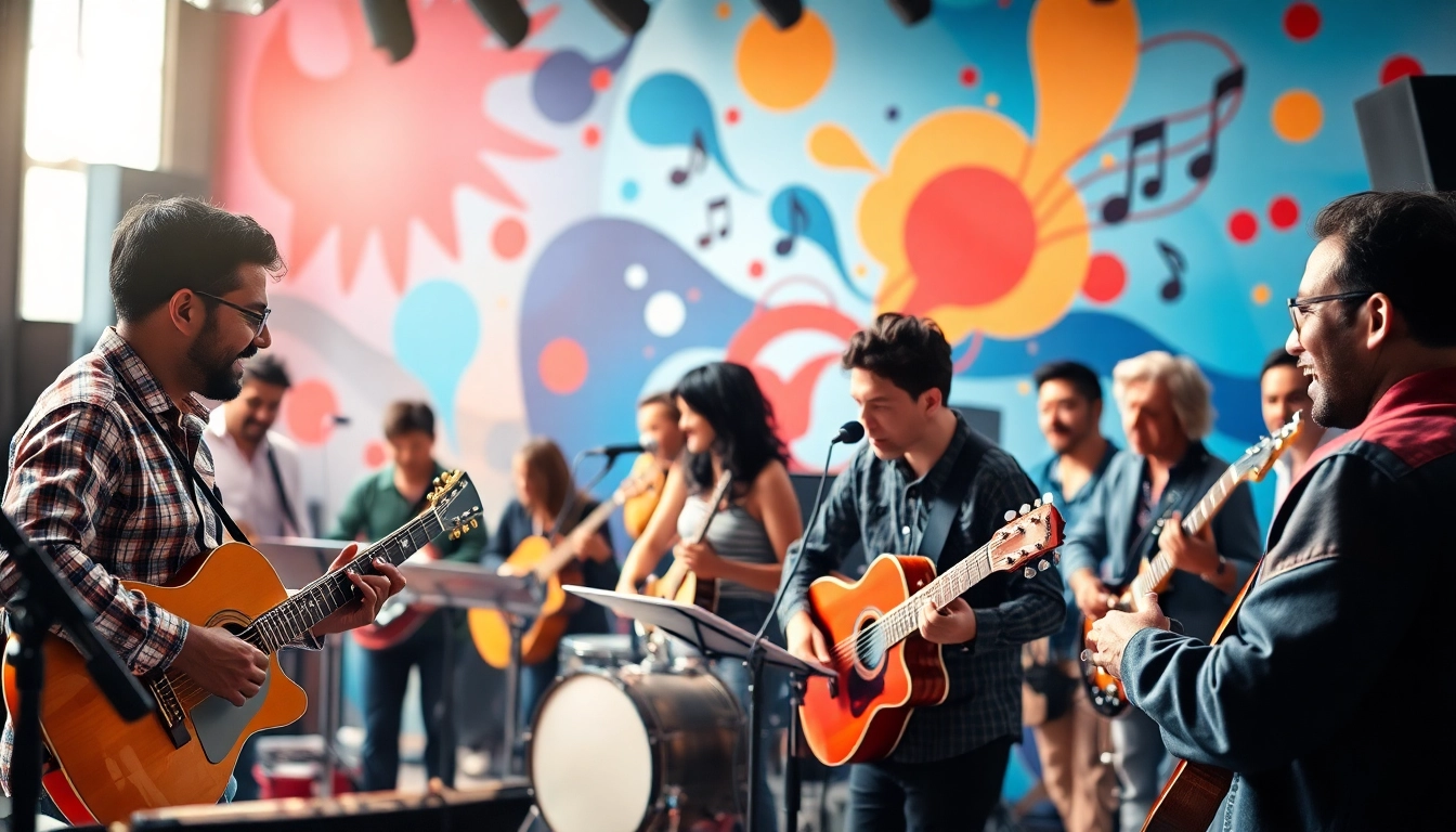 Enhance your music career with our music promotion services featuring artists creatively collaborating.