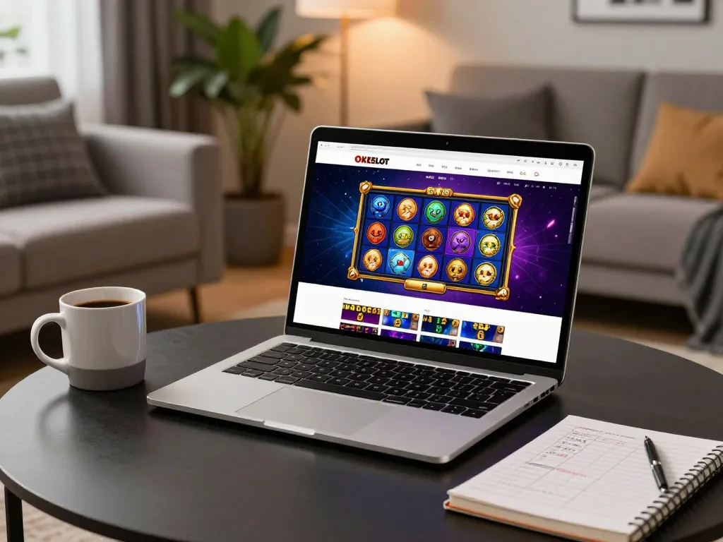 Engaging gaming session on OKESLOT with colorful slot visuals and betting strategies.