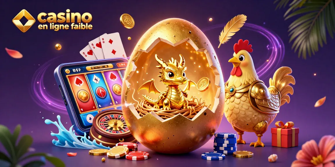 Découvrez un dragon doré dans un casino en ligne fiable, entouré de jetons et d'appareils de jeu.