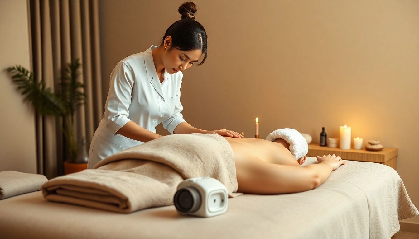 출장마사지 session with a professional therapist in a tranquil setting.