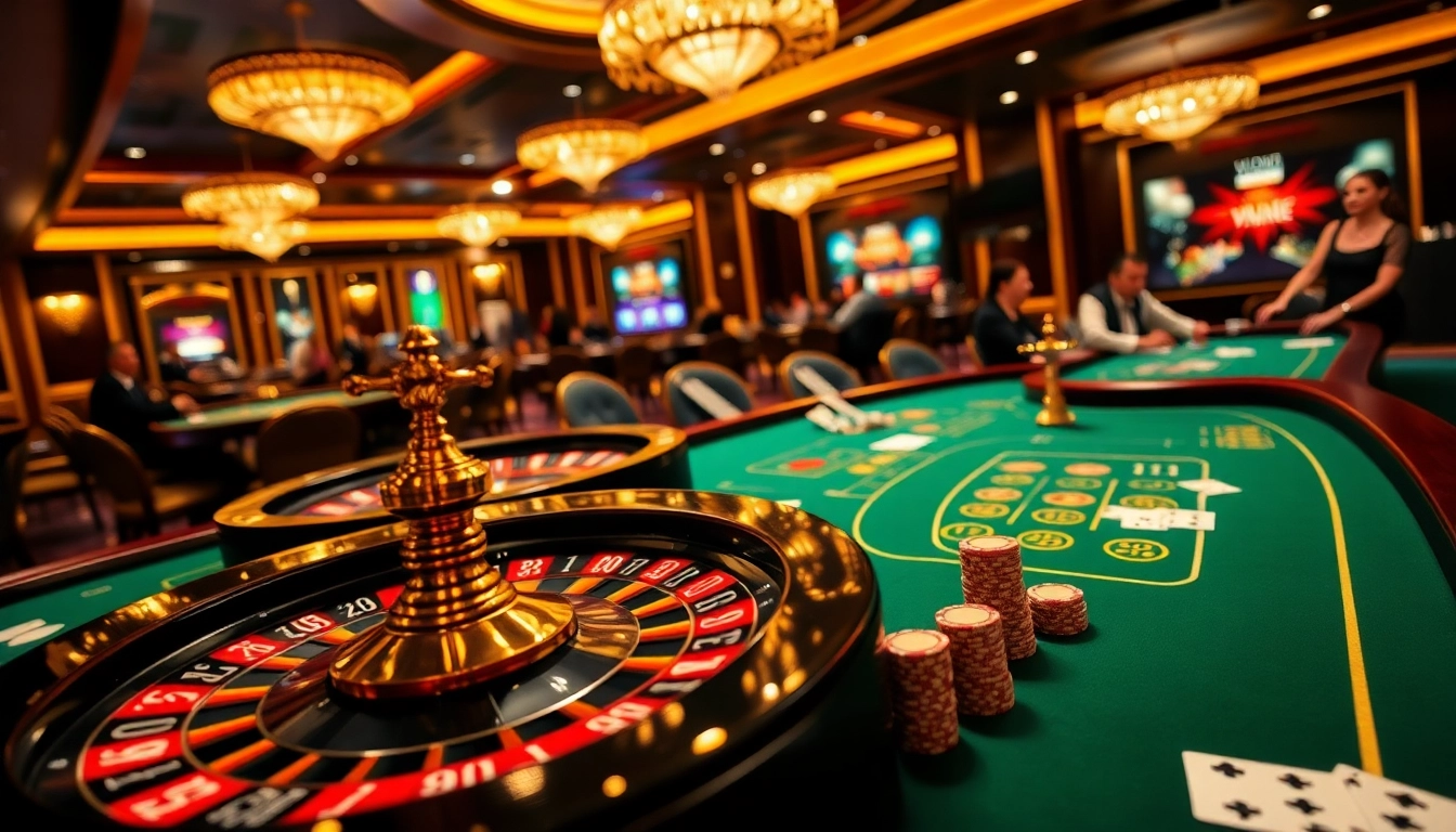 Experience the thrilling excitement at VIN88's elegant casino gaming tables and roulette wheels.