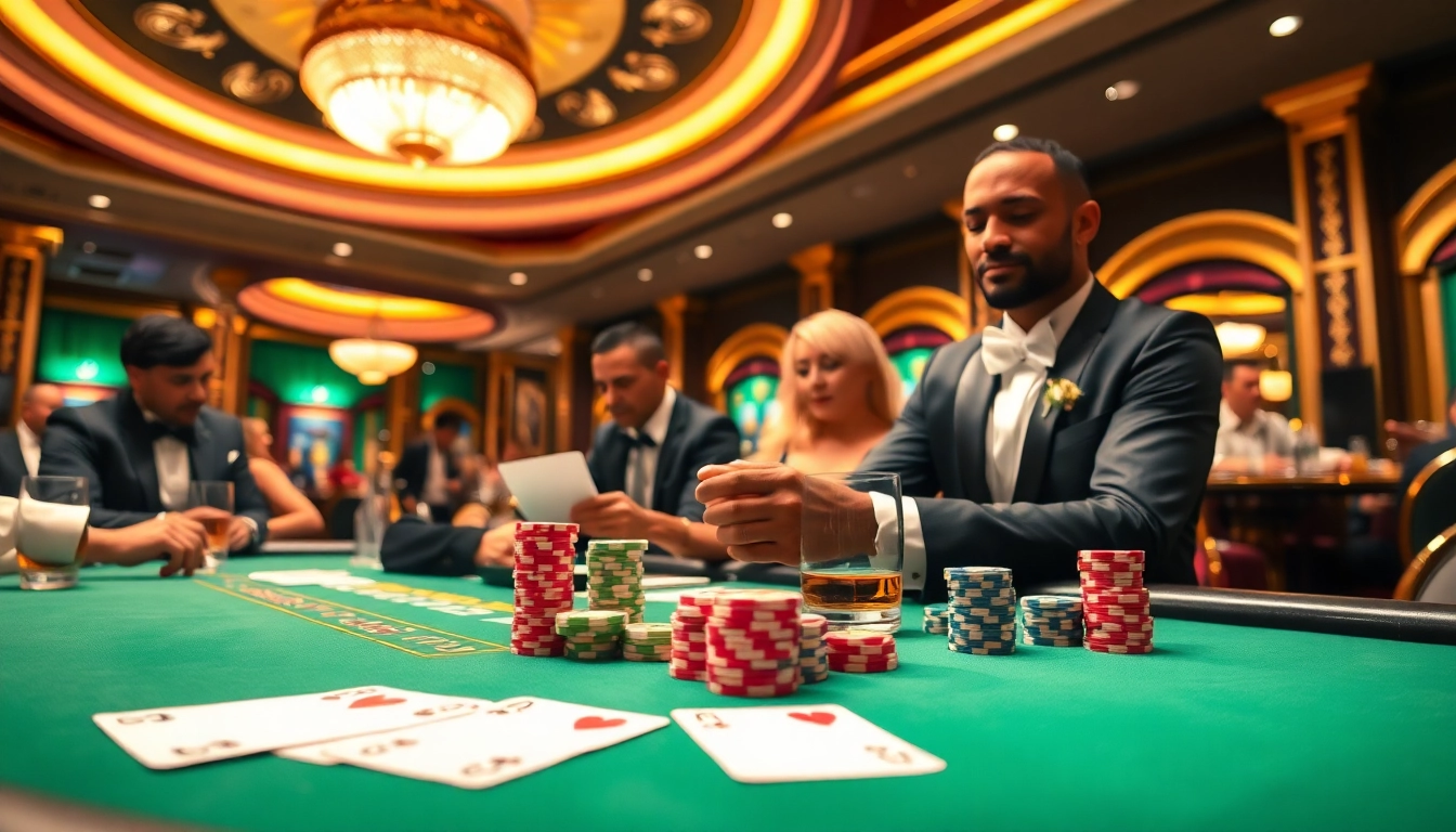 Experience thrilling blackjack online South Africa with an elegant casino blackjack table and engaged players.