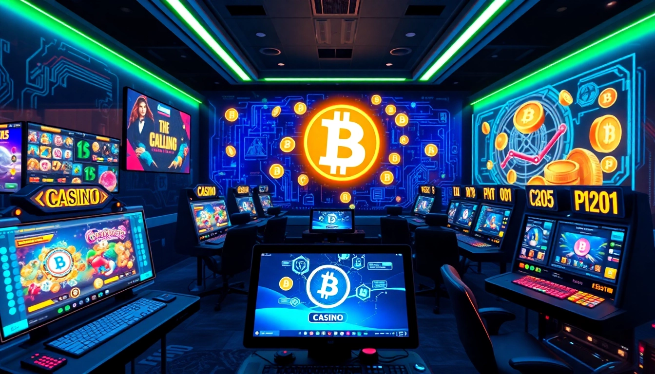 Playing at the Best crypto casino with vibrant gaming screens and a modern cryptocurrency interface.