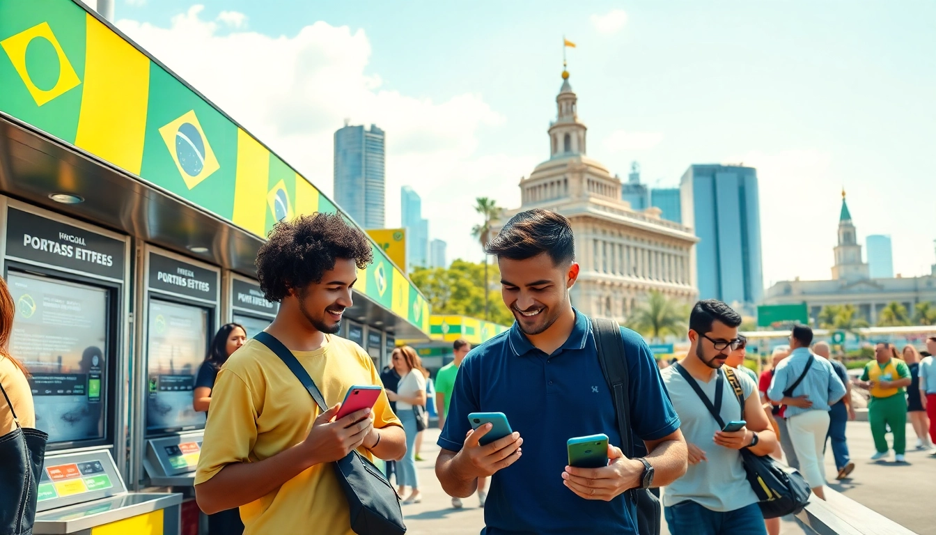 Experience the excitement of sports betting in Brazil with enthusiastic bettors and vibrant technology.