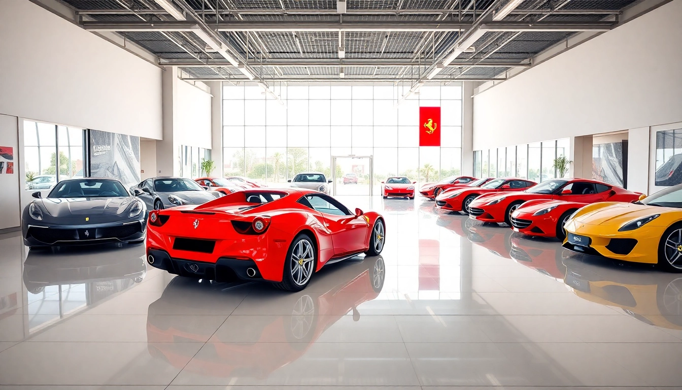 Explore Ferrari dealership Durban featuring a stunning red Ferrari in a modern showroom atmosphere.