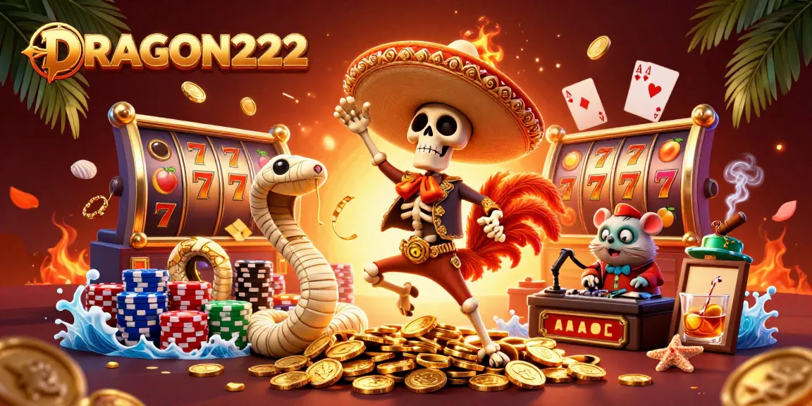 Experience the excitement of DRAGON222's slot adventure with vibrant characters and dynamic game elements.